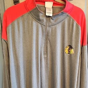 NHL Gray Red Quarter-Zip Pullover Chicago Blackhawks 3xl Sweatshirt
